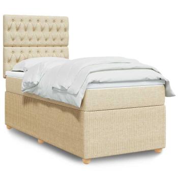 ARDEBO.de - Boxspringbett mit Matratze Creme 90x200 cm Stoff