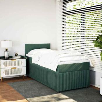 Boxspringbett mit Matratze Dunkelgrün 80x200 cm Samt