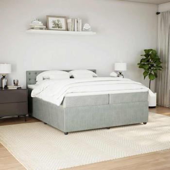 Boxspringbett mit Matratze Hellgrau 200x200 cm Samt