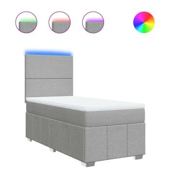 Boxspringbett mit Matratze Hellgrau 80x200 cm Stoff
