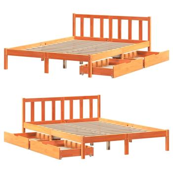 Massivholzbett ohne Matratze Wachsbraun 150x200 cm Kiefernholz