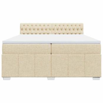 Boxspringbett mit Matratze Creme 200x200 cm Stoff