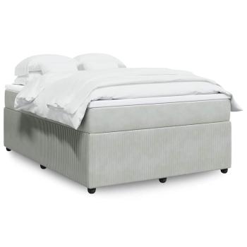 ARDEBO.de - Boxspringbett mit Matratze Hellgrau 140x190 cm Samt