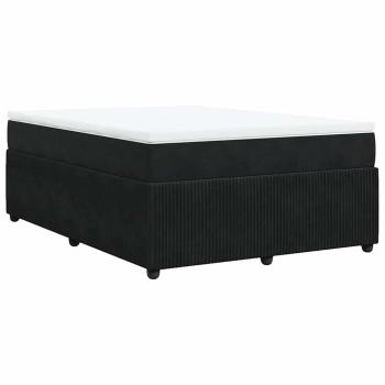 Boxspringbett mit Matratze Schwarz 140x200 cm Samt