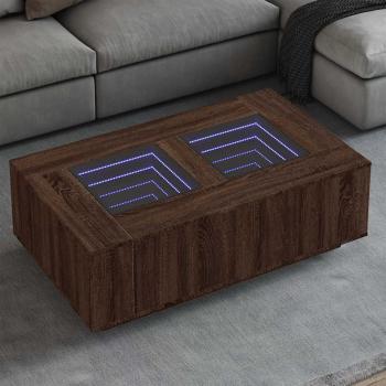 ARDEBO.de - Couchtisch mit Infinity-LED Braun Eichen-Optik 116x69x40 cm