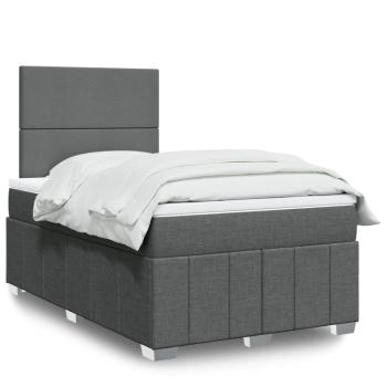 ARDEBO.de - Boxspringbett mit Matratze Dunkelgrau 120x190 cm Stoff