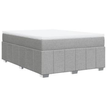 ARDEBO.de - Boxspringbett mit Matratze Hellgrau 140x190 cm Stoff