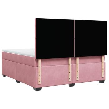 Boxspringbett mit Matratze Rosa 180x200 cm Samt