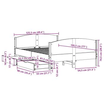Massivholzbett ohne Matratze Wachsbraun 120x190 cm Kiefernholz