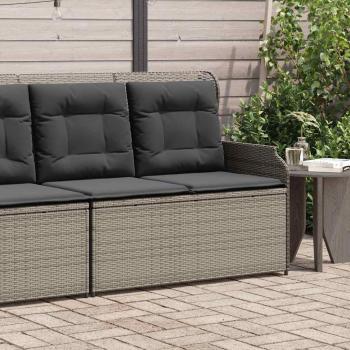 ARDEBO.de - Gartenbank Verstellbar mit Kissen Grau Poly Rattan
