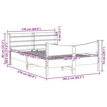 Massivholzbett mit Kopfteil Wachsbraun 160x200 cm Kiefer