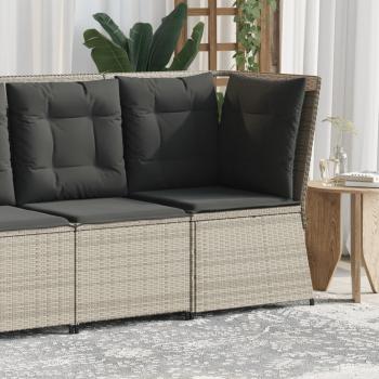 ARDEBO.de - Garten-Ecksofa mit Kissen Hellgrau Poly Rattan