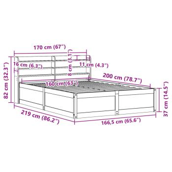Massivholzbett mit Kopfteil 160x200 cm Kiefer