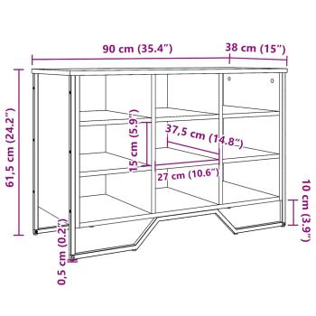 Schuhregal Schwarz 90x38x61,5 cm Holzwerkstoff