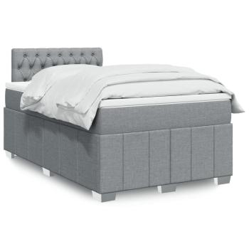 ARDEBO.de - Boxspringbett mit Matratze Hellgrau 120x190 cm Stoff