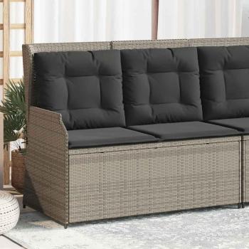 ARDEBO.de - Gartenbank Verstellbar mit Kissen Hellgrau Poly Rattan