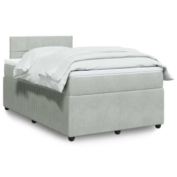 ARDEBO.de - Boxspringbett mit Matratze Hellgrau 120x200 cm Samt