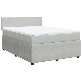 Boxspringbett mit Matratze Hellgrau 140x200 cm Samt