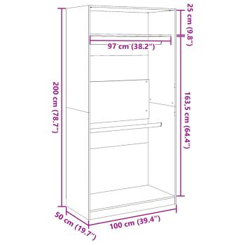 Kleiderschrank Artisan-Eiche 100x50x200 cm Holzwerkstoff
