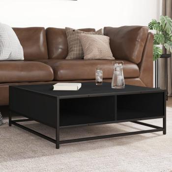 ARDEBO.de - Couchtisch Schwarz 80x80x30 cm Holzwerkstoff und Metall