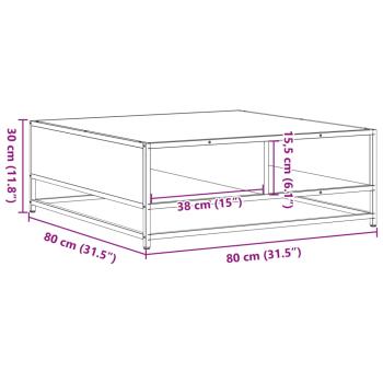 Couchtisch Schwarz 80x80x30 cm Holzwerkstoff und Metall