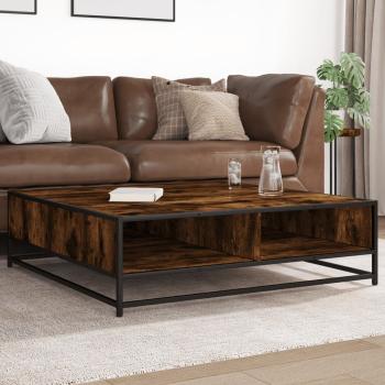 ARDEBO.de - Couchtisch Räuchereiche 100x100x30 cm Holzwerkstoff und Metall