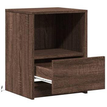 Nachttische mit LED-Leuchten 2 Stk. Braun Eiche Holzwerkstoff