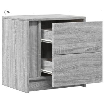 Nachttische mit LED-Leuchten 2 Stk. Grau Sonoma Holzwerkstoff