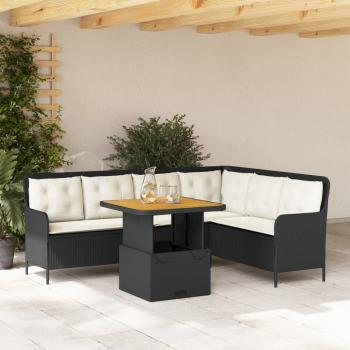 ARDEBO.de - 2-tlg. Garten-Sofagarnitur mit Auflagen Schwarz Poly Rattan