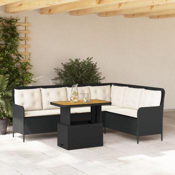 ARDEBO.de - 2-tlg. Garten-Sofagarnitur mit Auflagen Schwarz Poly Rattan