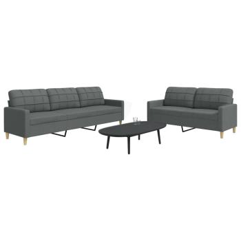 ARDEBO.de - 2-tlg. Sofagarnitur Dunkelgrau Stoff