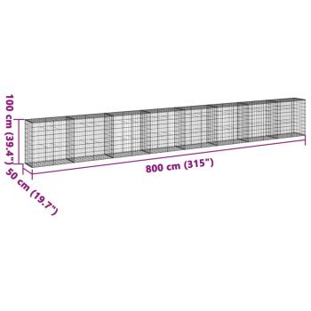 Gabione mit Deckel 800x50x100 cm Verzinktes Eisen