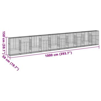 Gabione mit Deckel 1000x50x150 cm Verzinktes Eisen