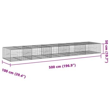 Gabione mit Deckel 500x100x50 cm Verzinktes Eisen