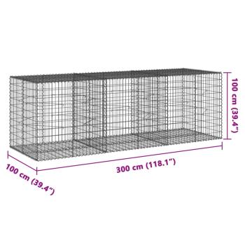 Gabione mit Deckel 300x100x100 cm Verzinktes Eisen