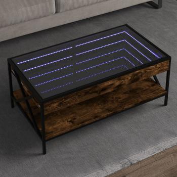 ARDEBO.de - Couchtisch mit Infinity-LED Räuchereiche 90x50x38 cm