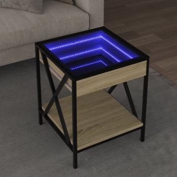 ARDEBO.de - Couchtisch mit Infinity-LED Sonoma-Eiche 40x40x49 cm