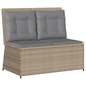 ARDEBO.de - 7-tlg. Garten-Lounge-Set mit Kissen Beige Poly Rattan