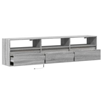 TV-Wandschrank mit LED Grau Sonoma 180x31x45 cm