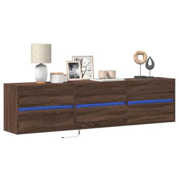 ARDEBO.de - TV-Wandschrank mit LED Braun Eichen-Optik 180x31x45 cm