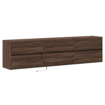TV-Wandschrank mit LED Braun Eichen-Optik 180x31x45 cm