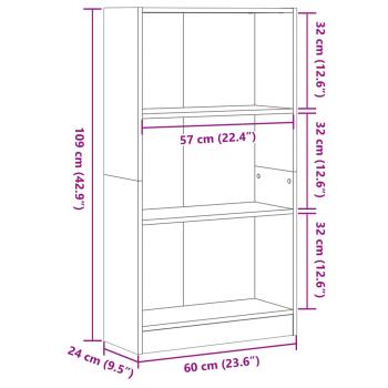 Bücherregal Schwarz 60x24x109 cm Holzwerkstoff