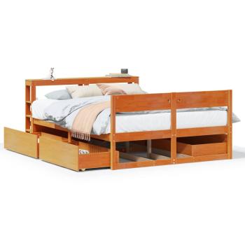 Massivholzbett ohne Matratze Wachsbraun 150x200 cm Kiefernholz