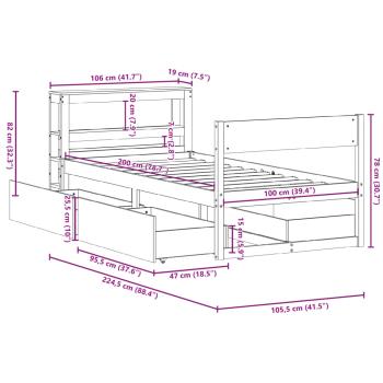 Massivholzbett ohne Matratze Wachsbraun 100x200 cm Kiefernholz