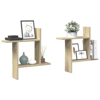 ARDEBO.de - Wandregale 2 Stk. Sonoma-Eiche 50x12x50 cm Holzwerkstoff