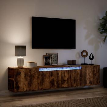 ARDEBO.de - TV-Wandschrank mit LED-Beleuchtung Räuchereiche 180x31x39,5 cm