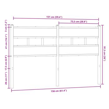 Kopfteil Braun Eichen-Optik 150 cm Stahl und Holzwerkstoff