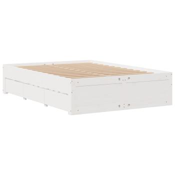 Massivholzbett ohne Matratze mit Schubladen Weiß 140x190 cm
