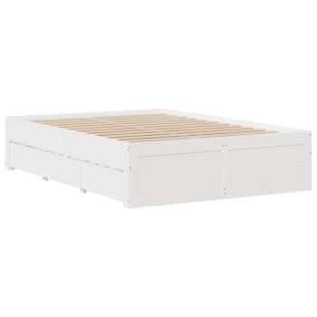Massivholzbett ohne Matratze mit Schubladen Weiß 140x190 cm