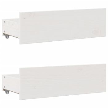 Massivholzbett ohne Matratze mit Schubladen Weiß 75x190 cm